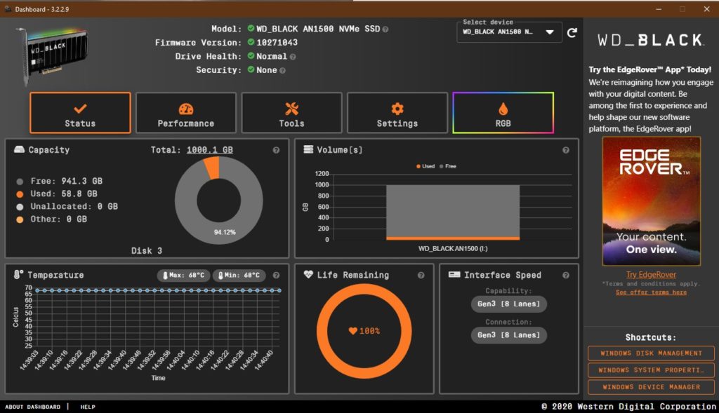 wd_black dashboard an1500