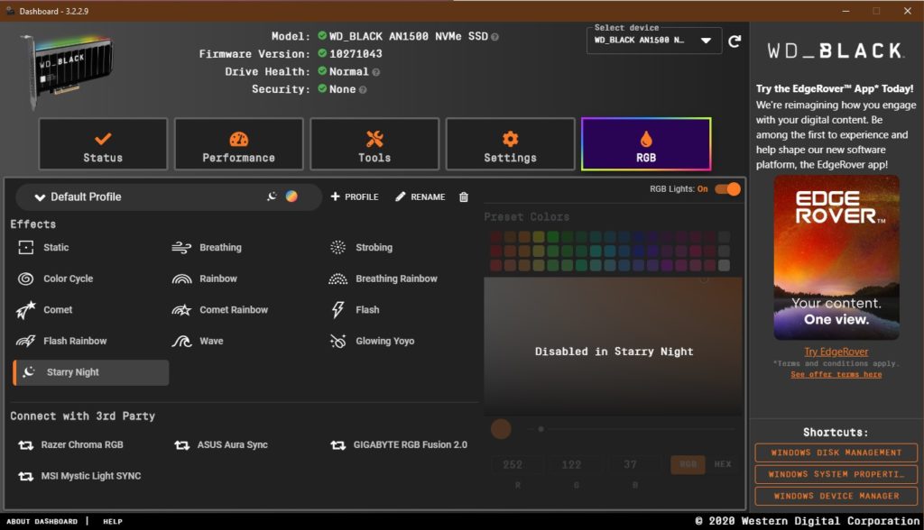 wd_black dashboard an1500