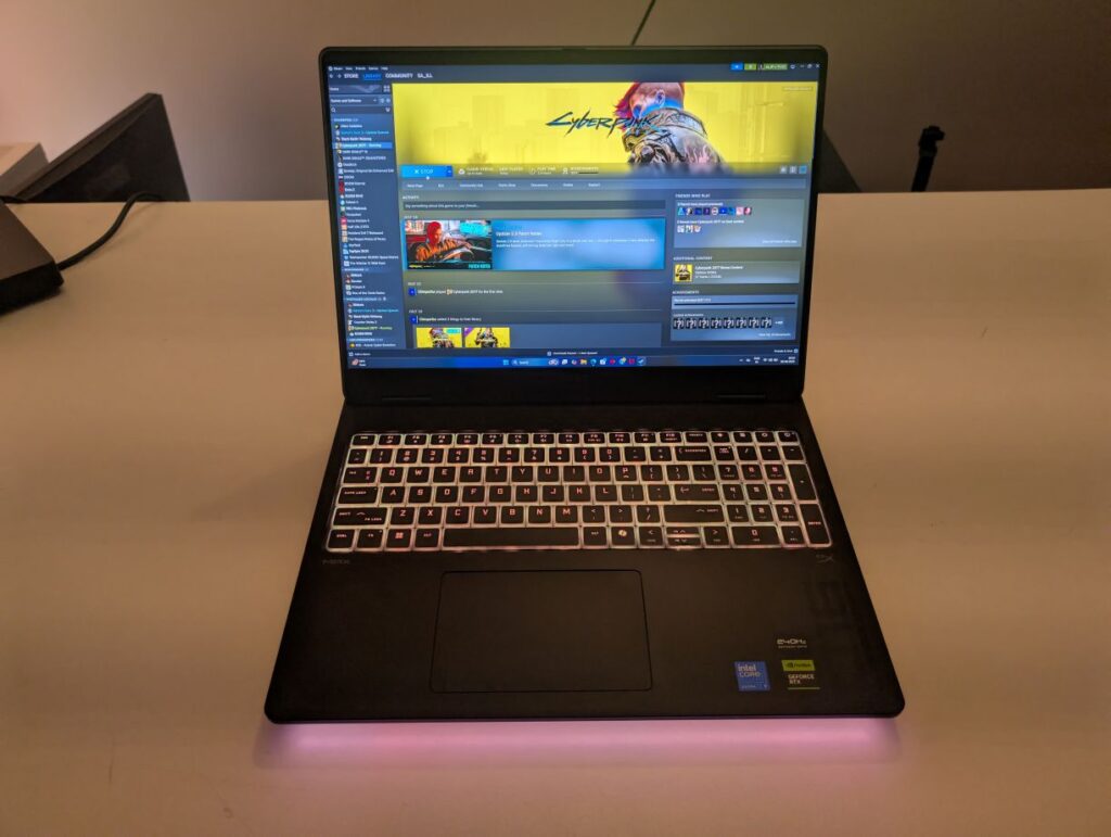 HP OMEN Max 16 ah0076TX display with lighting
