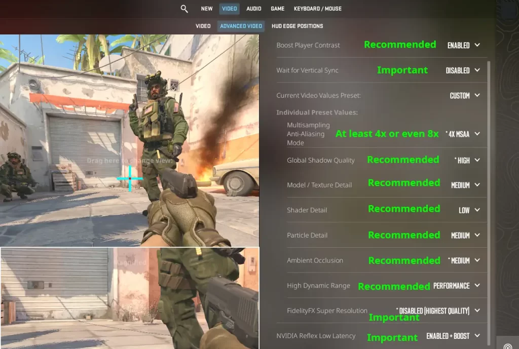 Counter Strike 2 Macbook M1 Air Graphics Settings