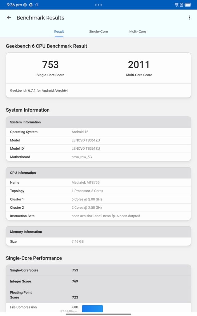 Lenovo Idea Pad Plus Geekbench