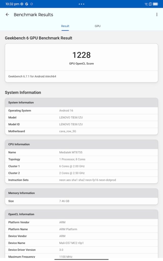 Lenovo Idea Pad Plus Geekbench GPU